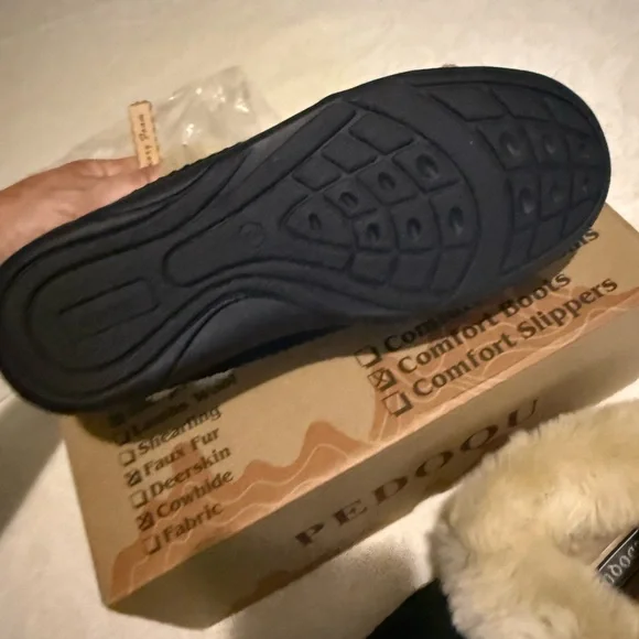 Black Leather Moccasin Slippers - Picture 4 of 6